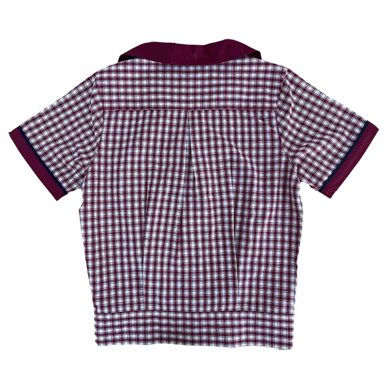 Short Sleeve Gingham Check Blouse