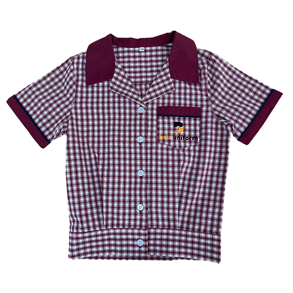 Short Sleeve Gingham Check Blouse