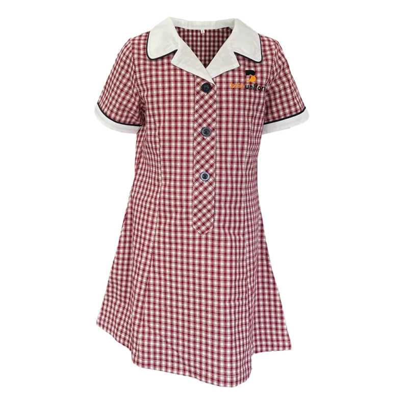 short sleeve gingham check long dress