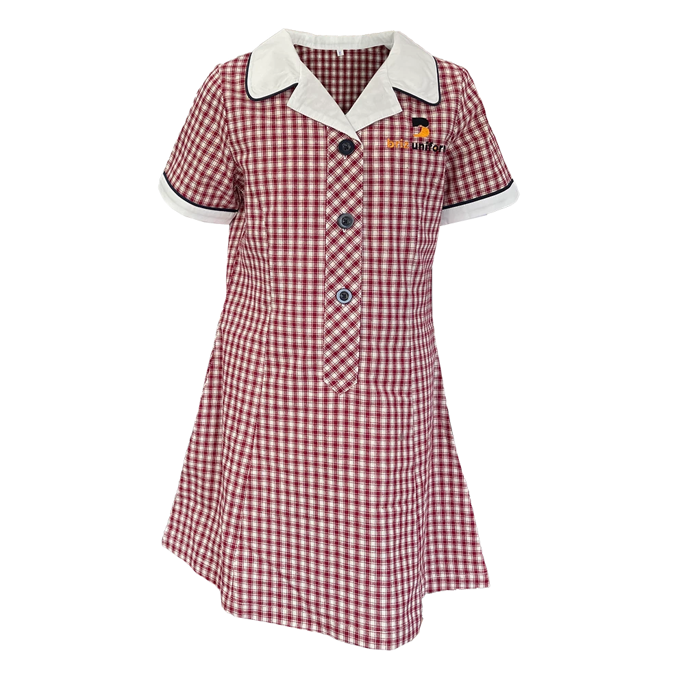 short sleeve gingham check long dress