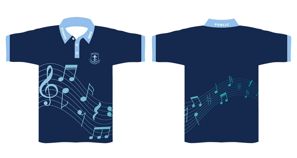 sublimated music polo short sleeves